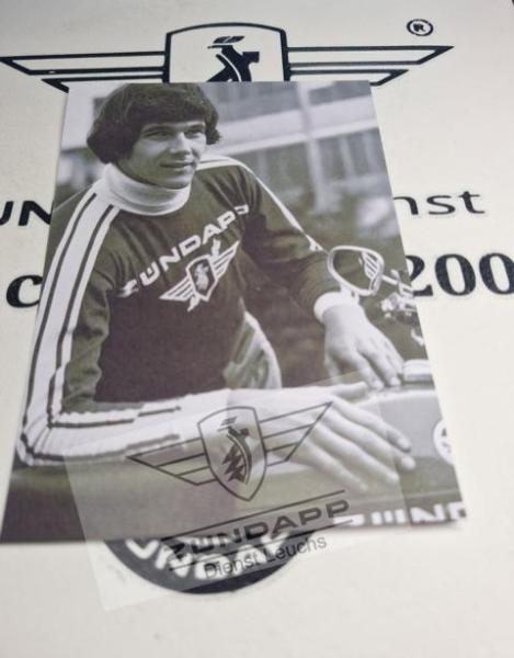 Repro Postkarte " Eberhard Weber " Weltmeister und Trophy Sieger 1975 & 1976
